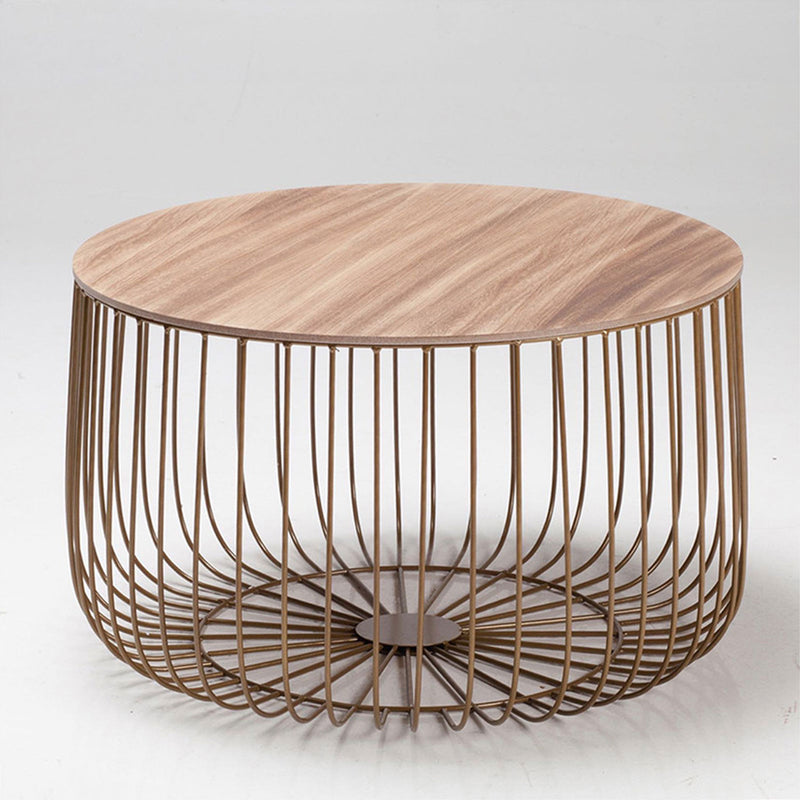 Enzo Oak Top Gold Cage Coffee Table by Lavishway | Coffee Tables-28541