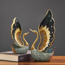 Resin Gold Couple Swan Ornament by Lavishway | Ornaments & Decoration-38428