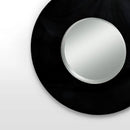 Falco Black Glass Frame Round Wall Mirror by Lavishway | Wall Mirrors-23210