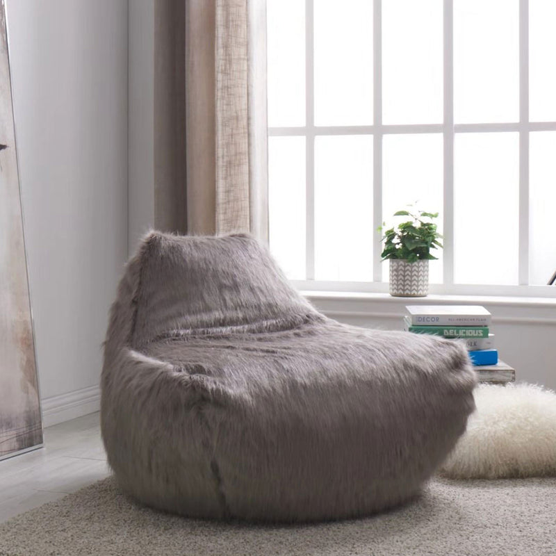 Faux Sheepskin Upholstered Bean Bag by Lavishway | Bean Bag Chair-25636