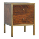 Fenwick Chestnut & Gold Finish Bedside Table by Lavishway | Bedside Tables-59770