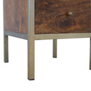 Fenwick Chestnut & Gold Finish Bedside Table by Lavishway | Bedside Tables-59774