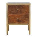 Fenwick Chestnut & Gold Finish Bedside Table by Lavishway | Bedside Tables-59771