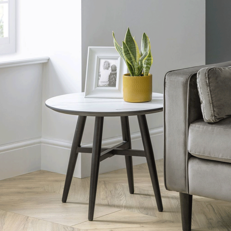 Firenze Marble Top Effect Lamp Table by Lavishway | Side Tables-20314