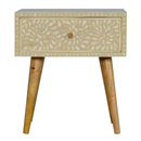 Floral Bone Inlay 1 Drawer Bedside Table by Lavishway | Bedside Tables-60184