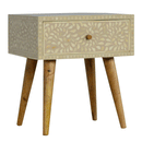 Floral Bone Inlay 1 Drawer Bedside Table by Lavishway | Bedside Tables-60183