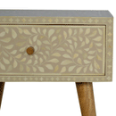 Floral Bone Inlay 1 Drawer Bedside Table by Lavishway | Bedside Tables-60191