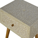 Floral Bone Inlay 1 Drawer Bedside Table by Lavishway | Bedside Tables-60190