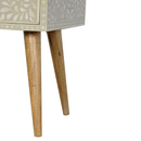Floral Bone Inlay 1 Drawer Bedside Table by Lavishway | Bedside Tables-60188