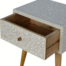 Floral Bone Inlay 1 Drawer Bedside Table by Lavishway | Bedside Tables-60187