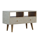Floral Bone Inlay 2 Drawers Media Unit by Lavishway | TV Units Cabinets-60168