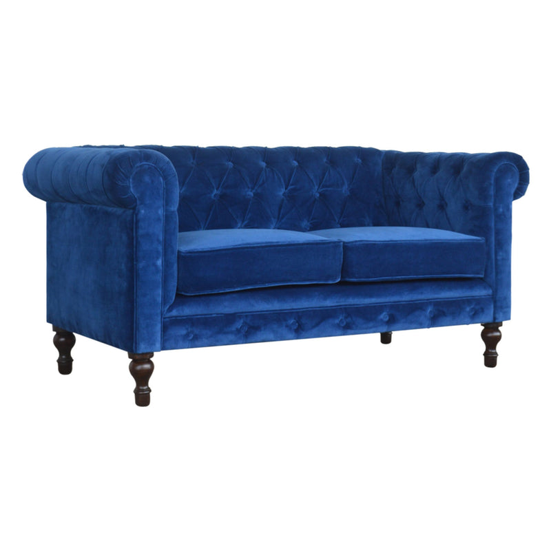 Florrie Royal Blue Velvet 2 Seater Sofa by Lavishway | Velvet Sofa-57447