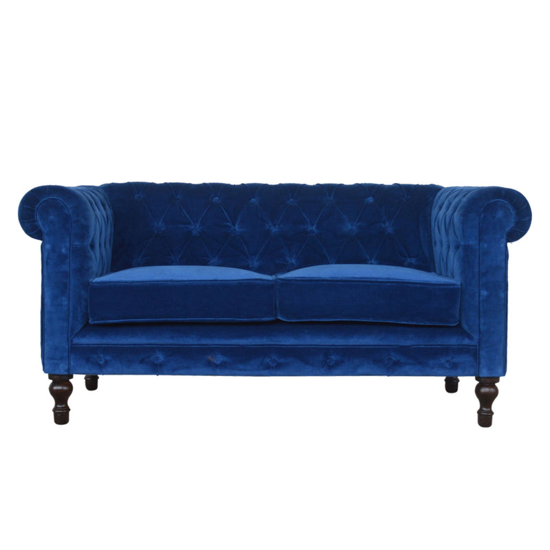 Florrie Royal Blue Velvet 2 Seater Sofa by Lavishway | Velvet Sofa-57448