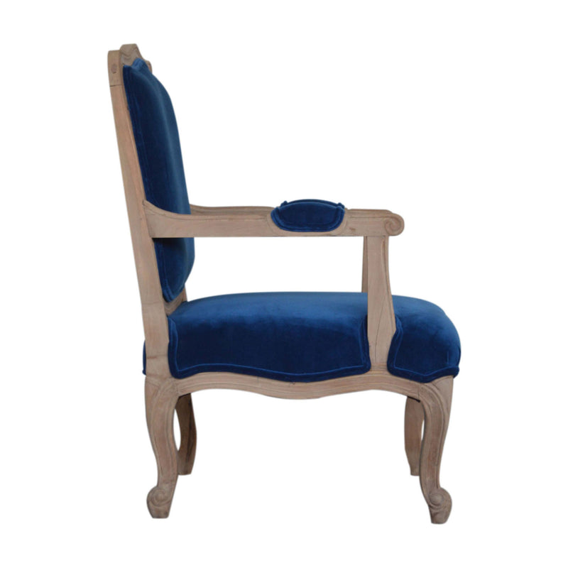 Florrie Royal Blue Velvet Armchair by Lavishway | Velvet Sofa-57331