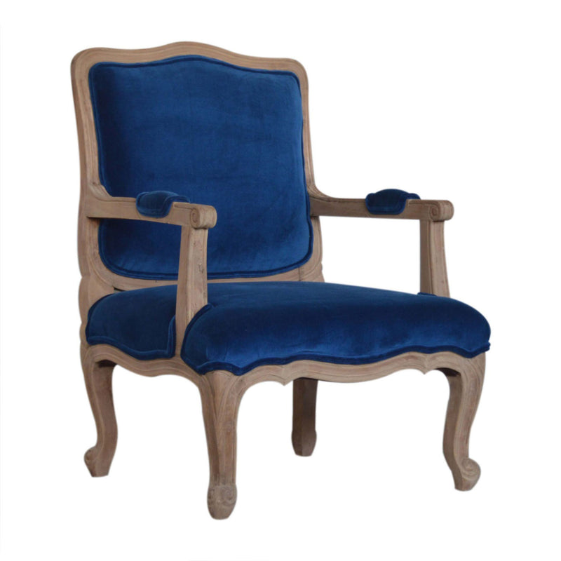 Florrie Royal Blue Velvet Armchair by Lavishway | Velvet Sofa-57329