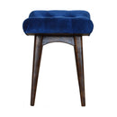 Florrie Royal Blue Velvet Curved Seat Bench by Lavishway | Benches & Storage Benches-57509