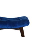 Florrie Royal Blue Velvet Curved Seat Bench by Lavishway | Benches & Storage Benches-57506