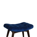 Florrie Royal Blue Velvet Curved Seat Bench by Lavishway | Benches & Storage Benches-57505