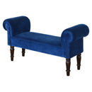 Florrie Royal Blue Velvet Dressing Bench by Lavishway | Benches & Storage Benches-57463