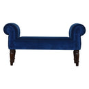 Florrie Royal Blue Velvet Dressing Bench by Lavishway | Benches & Storage Benches-57464
