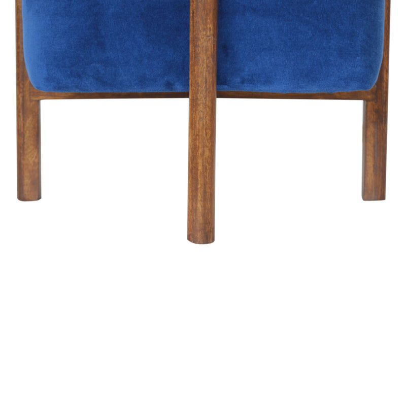 Florrie Royal Blue Velvet Footstool by Lavishway | Footstool-57350