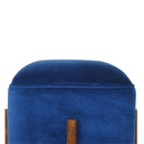 Florrie Royal Blue Velvet Footstool by Lavishway | Footstool-57349