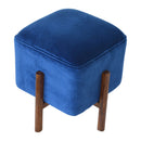 Florrie Royal Blue Velvet Footstool by Lavishway | Footstool-57348
