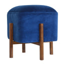 Florrie Royal Blue Velvet Footstool by Lavishway | Footstool-57345