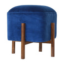 Florrie Royal Blue Velvet Footstool by Lavishway | Footstool-57347
