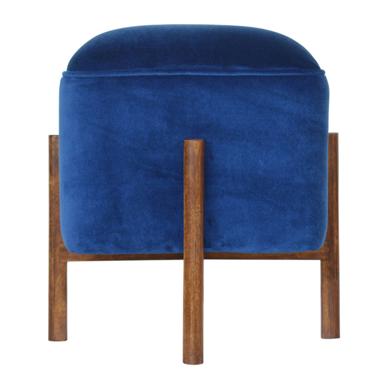 Florrie Royal Blue Velvet Footstool by Lavishway | Footstool-57346
