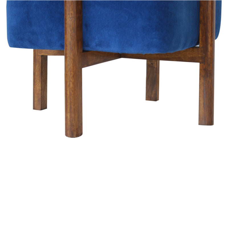 Florrie Royal Blue Velvet Footstool by Lavishway | Footstool-57351