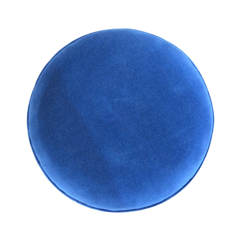 Florrie Royal Blue Velvet Round Footstool by Lavishway | Footstool-57314