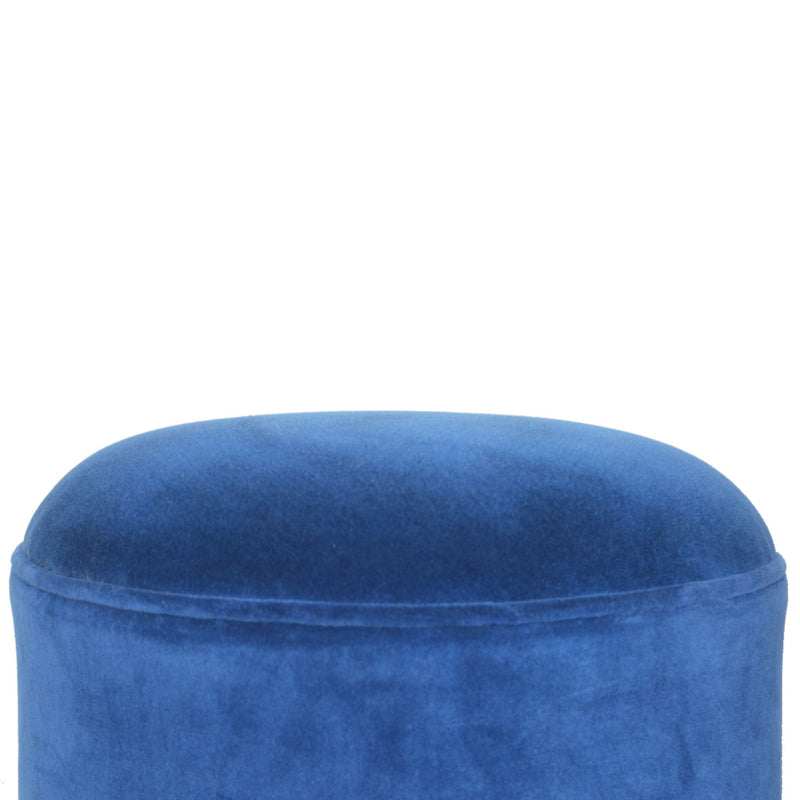 Florrie Royal Blue Velvet Round Footstool by Lavishway | Footstool-57312