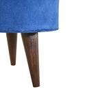 Florrie Royal Blue Velvet Round Footstool by Lavishway | Footstool-57311