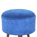 Florrie Royal Blue Velvet Round Footstool by Lavishway | Footstool-57310