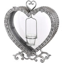 Free Standing Silver Heart Tealight Lantern by Lavishway | Candle Holders-26578