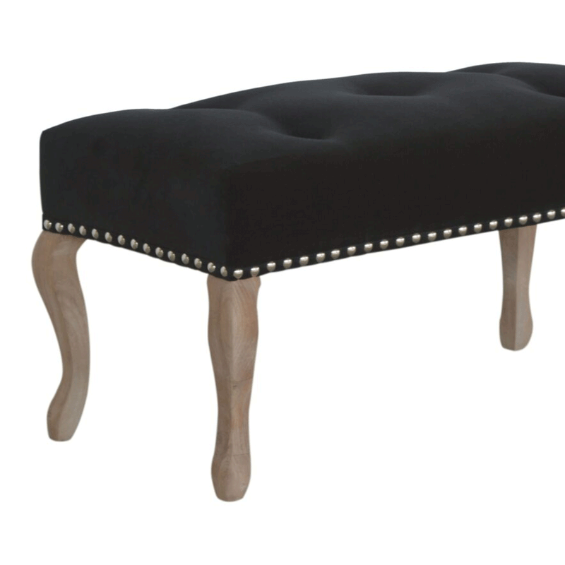 Bordrum Velvet Studded Upholstered Bench by Lavishway | Benches & Storage Benches-60059