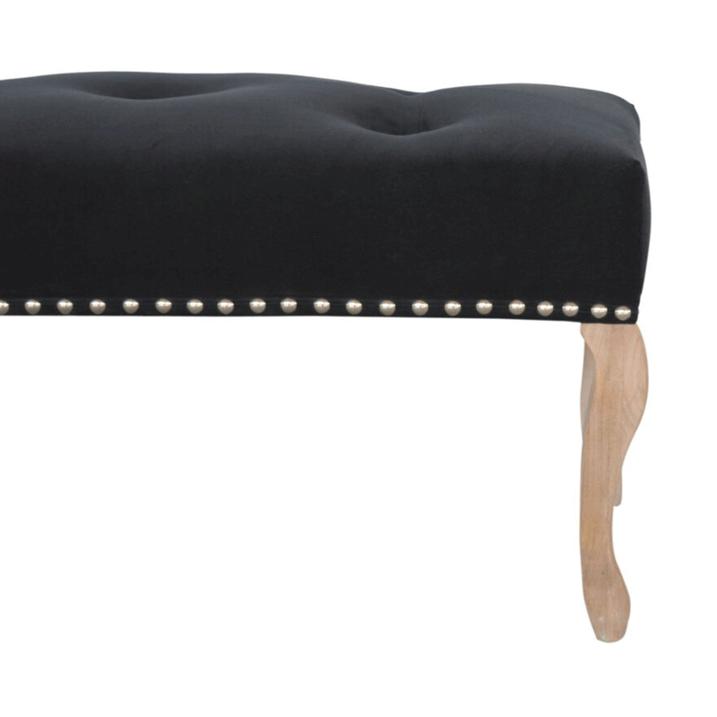 Bordrum Velvet Studded Upholstered Bench by Lavishway | Benches & Storage Benches-60085