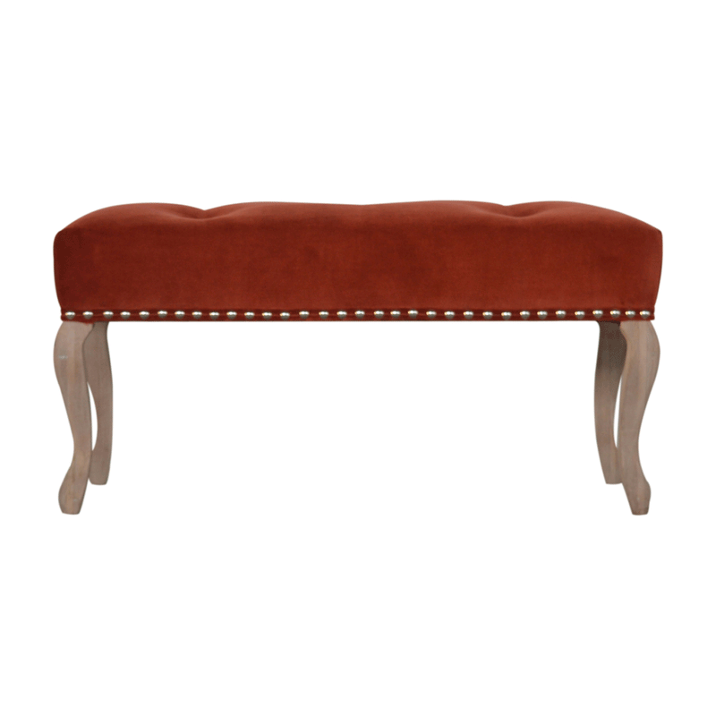 Bordrum Velvet Studded Upholstered Bench by Lavishway | Benches & Storage Benches-60045