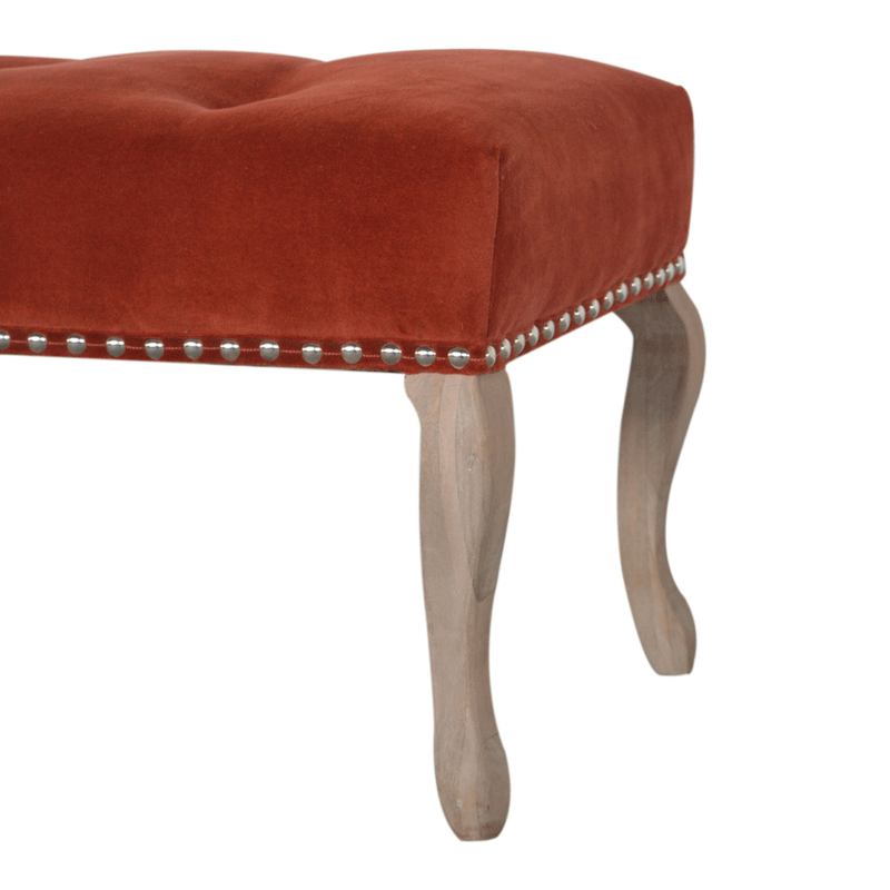 Bordrum Velvet Studded Upholstered Bench by Lavishway | Benches & Storage Benches-60070