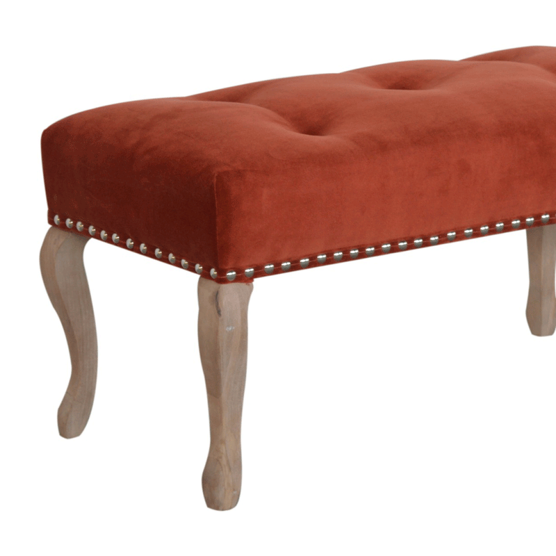 Bordrum Velvet Studded Upholstered Bench by Lavishway | Benches & Storage Benches-60062