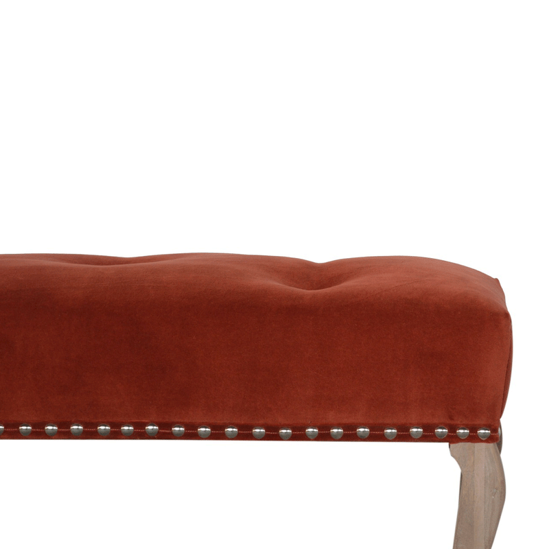 Bordrum Velvet Studded Upholstered Bench by Lavishway | Benches & Storage Benches-60086