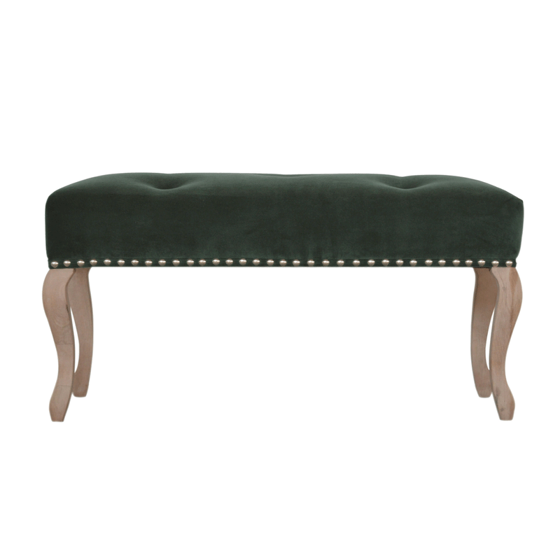 Bordrum Velvet Studded Upholstered Bench by Lavishway | Benches & Storage Benches-60046