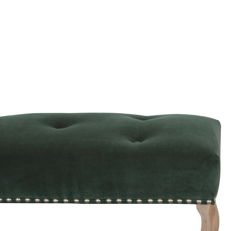 Bordrum Velvet Studded Upholstered Bench by Lavishway | Benches & Storage Benches-60087