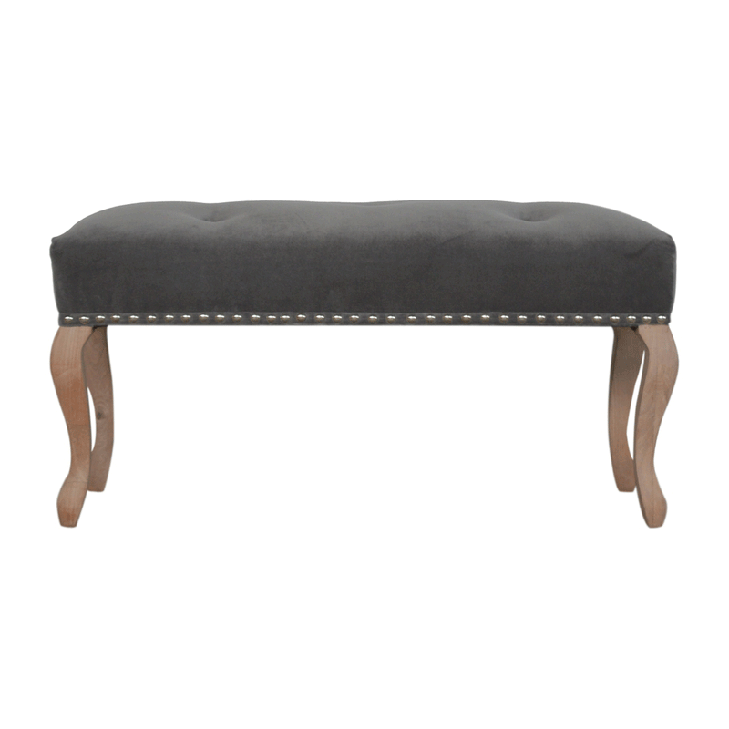 Bordrum Velvet Studded Upholstered Bench by Lavishway | Benches & Storage Benches-60047
