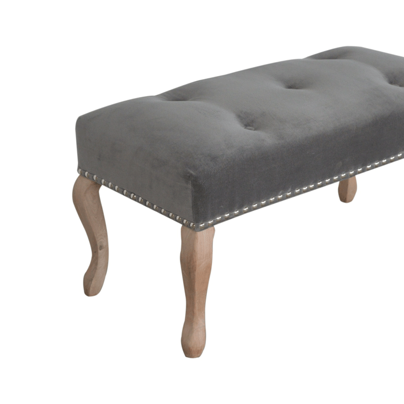 Bordrum Velvet Studded Upholstered Bench by Lavishway | Benches & Storage Benches-60064