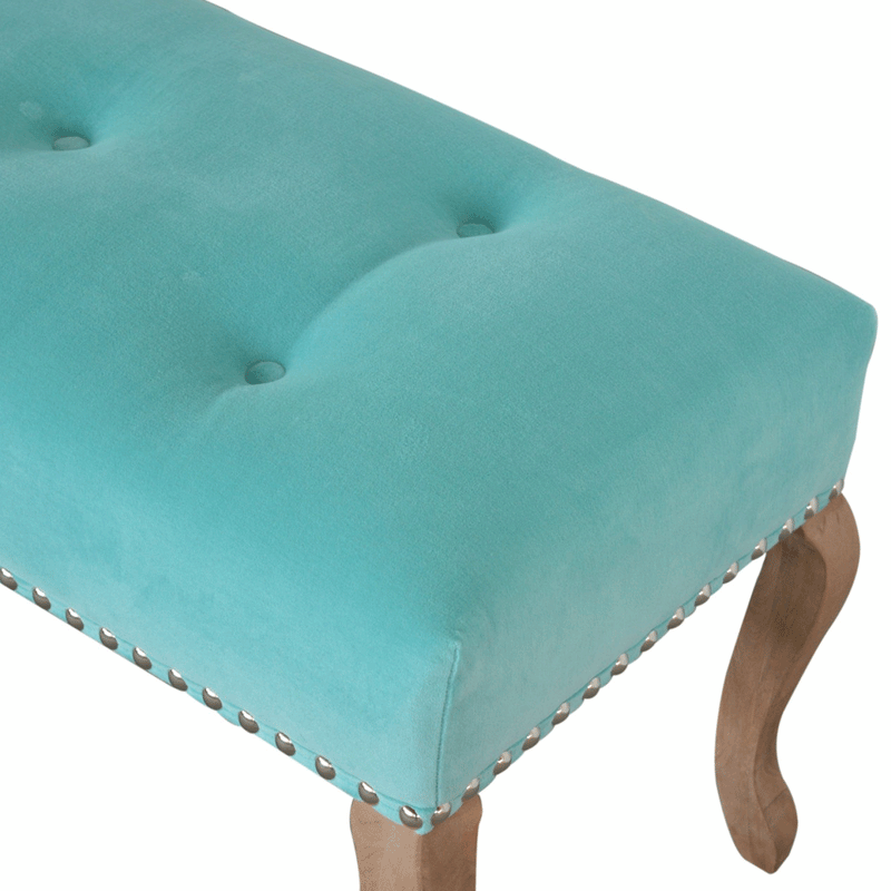 Bordrum Velvet Studded Upholstered Bench by Lavishway | Benches & Storage Benches-60097