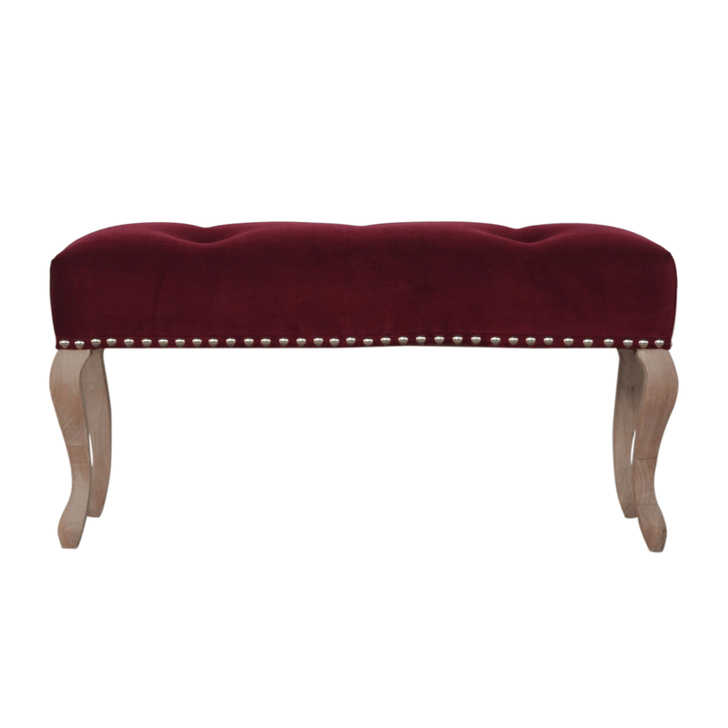 Bordrum Velvet Studded Upholstered Bench by Lavishway | Benches & Storage Benches-60051