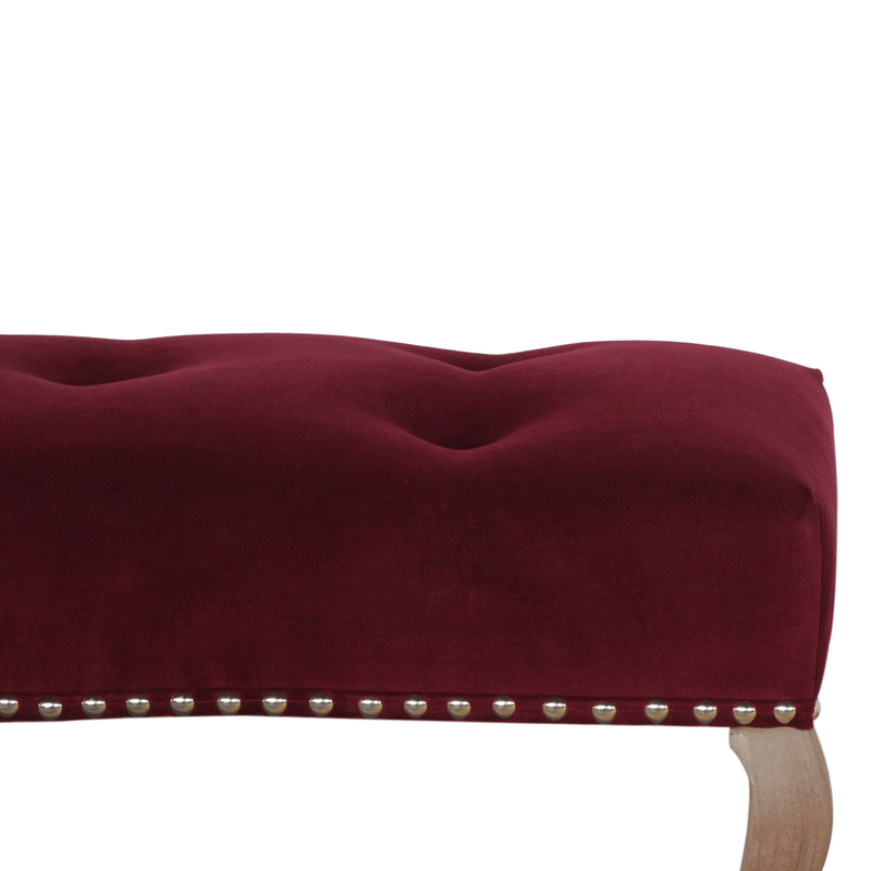 Bordrum Velvet Studded Upholstered Bench by Lavishway | Benches & Storage Benches-60096