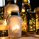 Frosted Rope Detail Grey Glass Lantern by Lavishway | LED Lights-51375